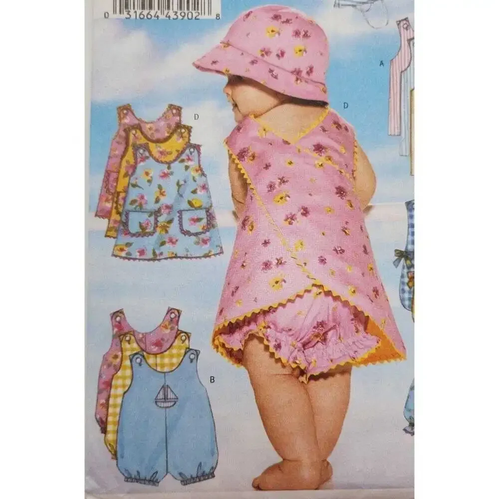 Butterick B5625 Pattern Infants Rompers, Jumper, Panties and Bucket Hat NB - XL